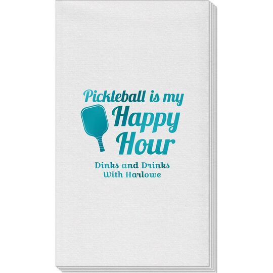 Pickleball Is My Happy Hour Linen Like Guest Towels